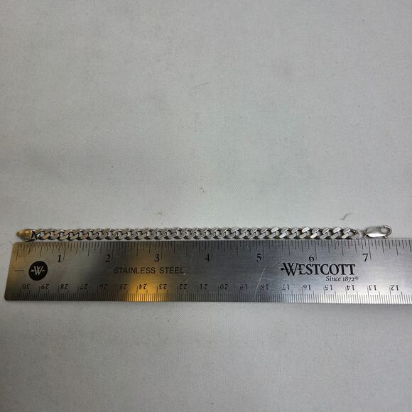 Sterling Silver Curb Chain Bracelet Italy .925 7.5" - Picture 10 of 11